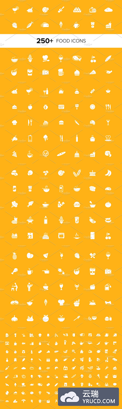 250+食物矢量图标包 250+ Food Vector Icons Pack