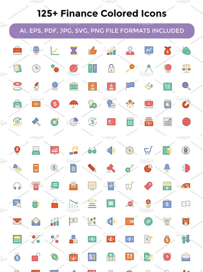 125+金融彩色图标下载 125+ Finance Colored Icons