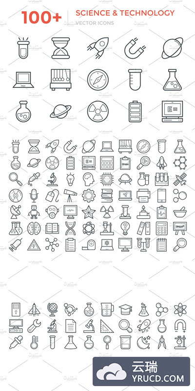 100+科技图标下载 100+ Science and Technology Icons