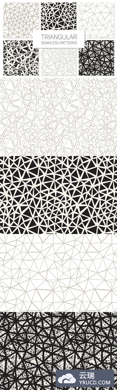 无缝背景纹理 Triangular Seamless Patterns Set 4