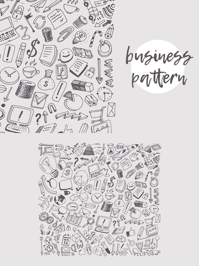 手绘商业元素插画 Business theme pattern