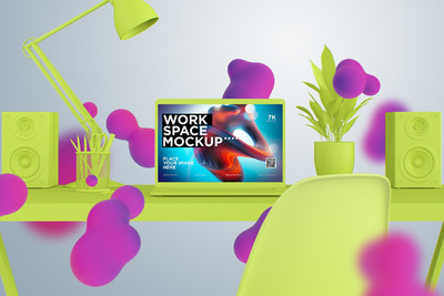 多彩有创意的 MacBook Pro 场景样机下载[PSD]