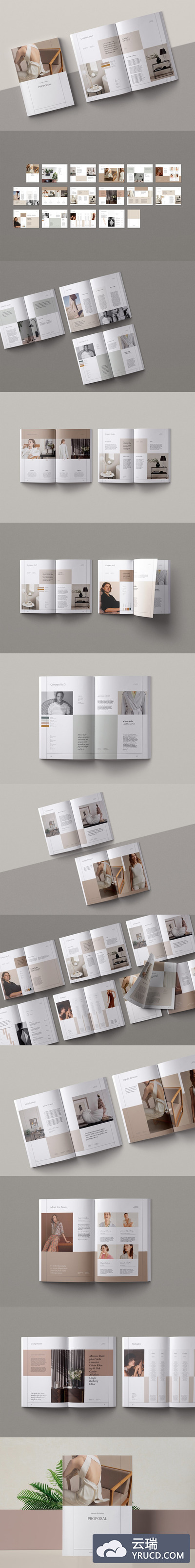 现代时尚风格摄影/时装画册设计模板