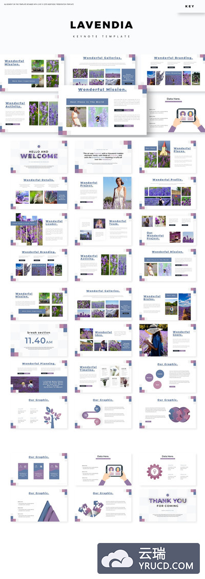 优雅时尚简约清新的keynote幻灯片模板下载（key）