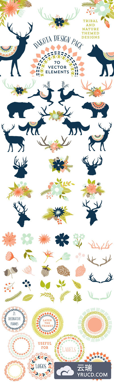 森林元素插画 Rustic Woodland and Nature Graphics