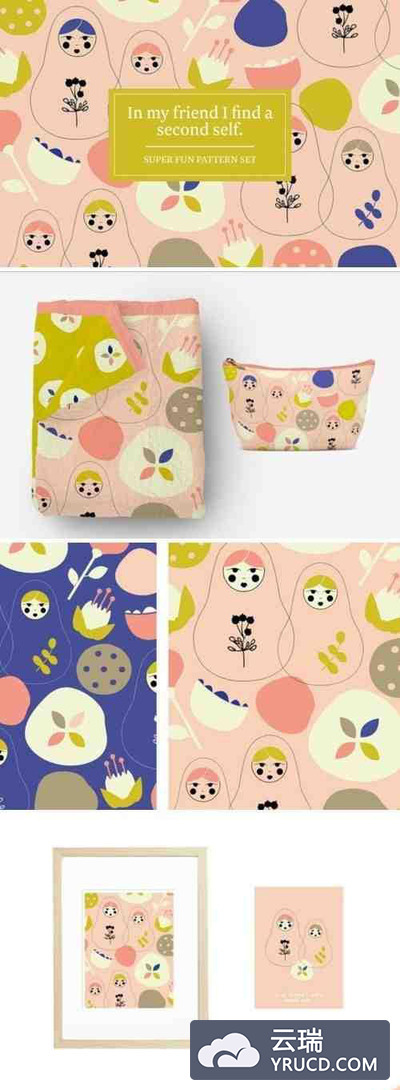 可爱有趣的洋娃娃玩偶图案素材