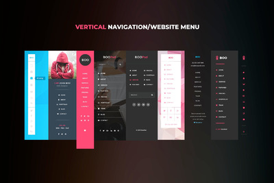 多种多样的竖版导航ui组件模板套装下载[PSD]