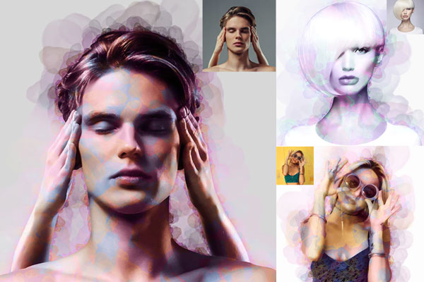 抽象水彩油画颜料照片效果ps动作