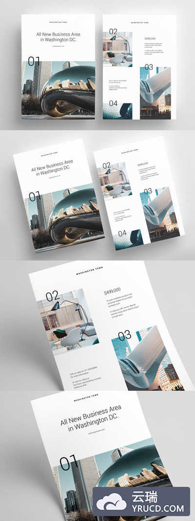 时尚高端简约商业商务CBD房地产宣传海报DM设计模板