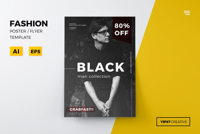 建议的黑白人物海报模板下载[Ai]