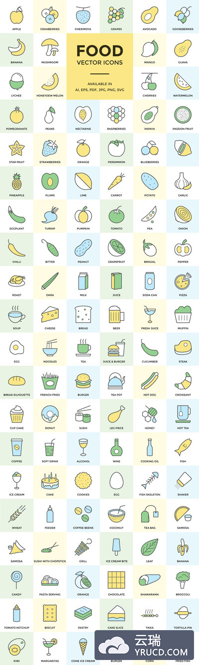 食物水果矢量图标下载 100+ Food Vector Icons