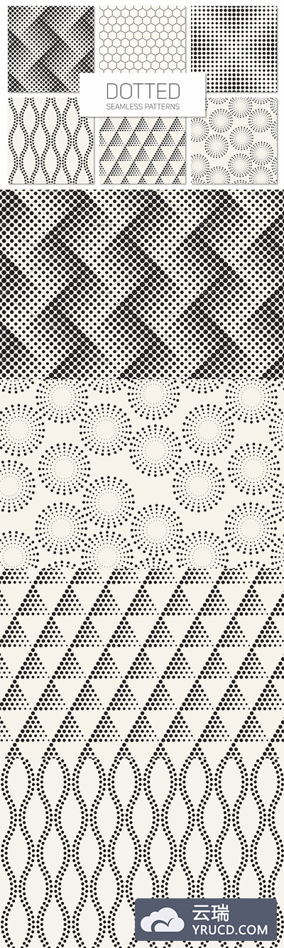无缝几何纹理图案背景 Dotted Seamless Patterns. Set 3