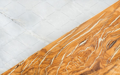 灰色大理石和橄榄木背景纹理 Grey marble stone and olive wood