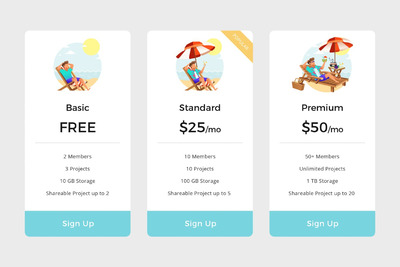 插画 | 矢量扁平化风格多用途产品移动手机界面插图着陆页网页会员定价表页面设计vol.1