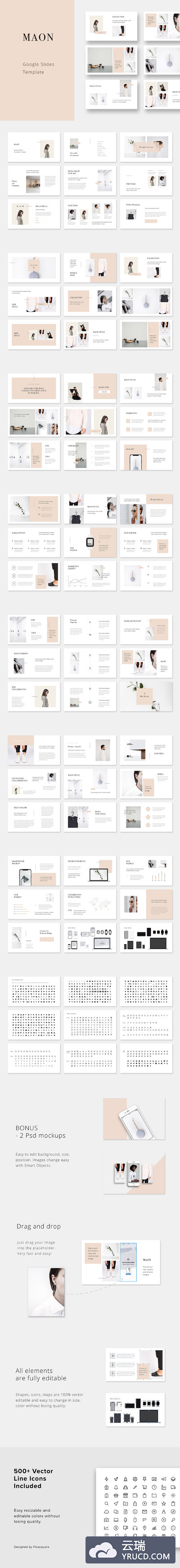 谷歌矢量ppt素材模板 MAON - Google Slides Template