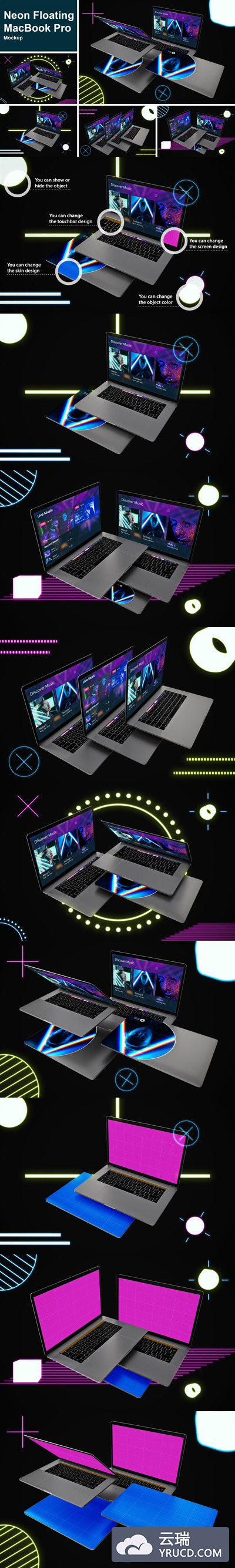 酷炫场景的新款MacBook Pro电脑样机下载[PSD]