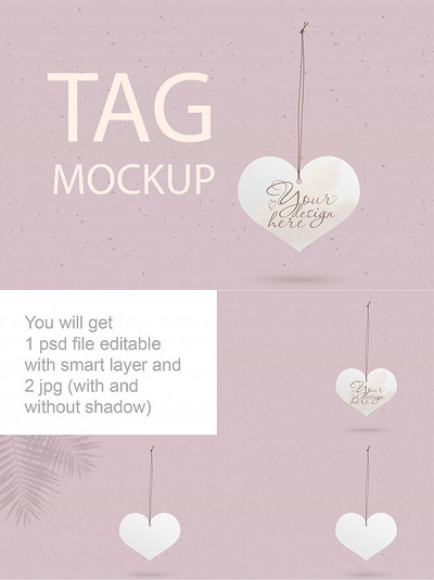 心形标签/吊牌样机展示模板