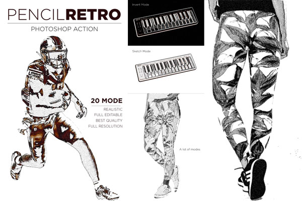 复古铅笔素描照片处理效果ps动作下载