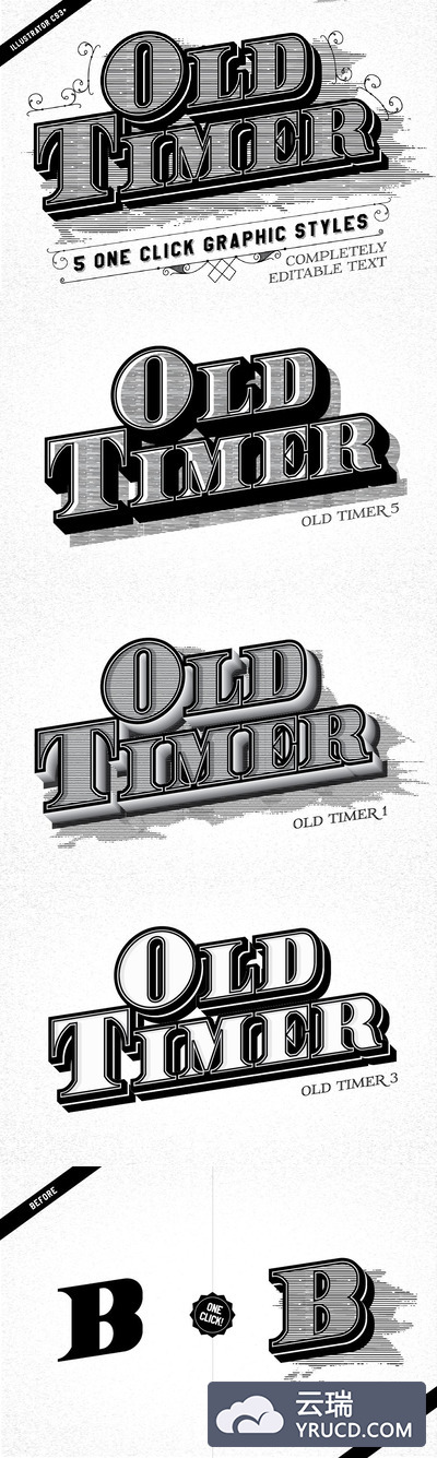 复古效果字体样式 Old Timer Vintage Graphic Styles