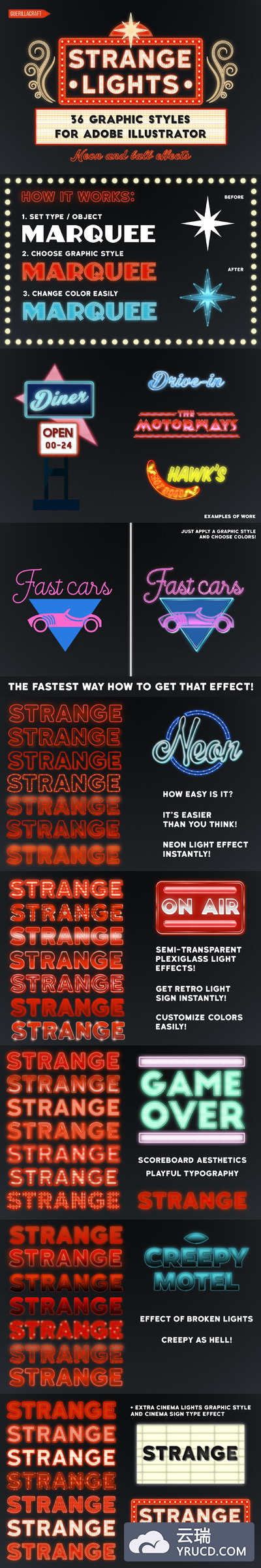 发光字体图层样式 Strange Lights by Guerillacraft