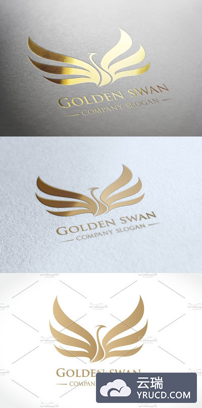 金色logo设计模板 Golden Swan