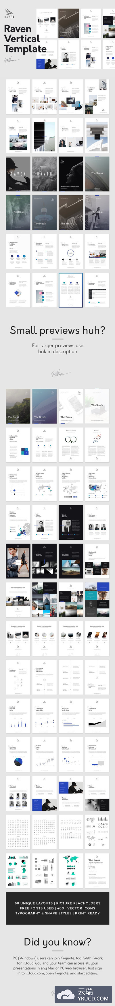 高端Raven垂直主题ppt模板 Raven Vertical Keynote Template