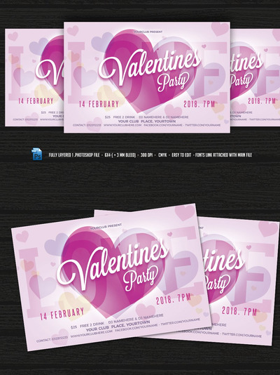 情人节广告海报设计 Valentines Day Flyer