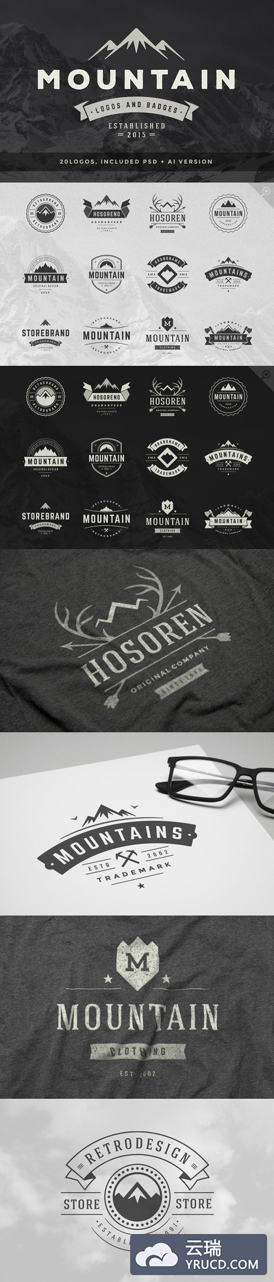 山的logo设计素材 20 Mountain logos and badges