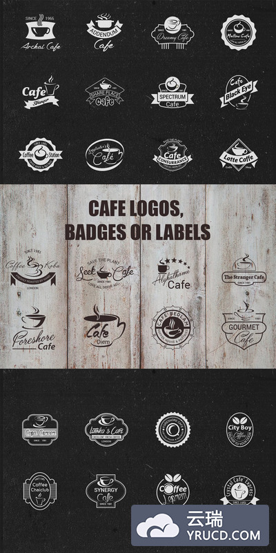 咖啡logo设计素材模板 Cafe Logos, Badges or Labels