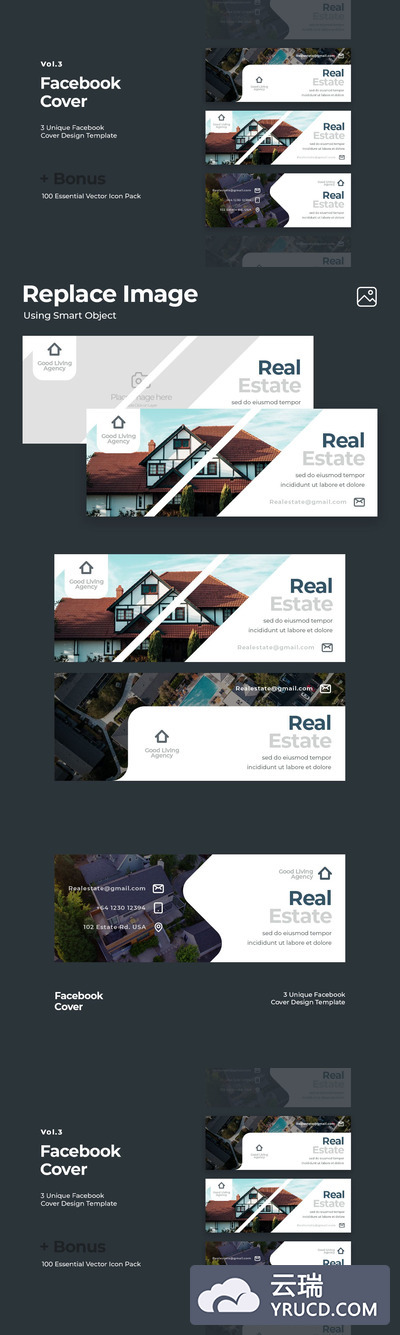 海报模板 | 时尚高端简约多用途的高品质Facebook广告banner封面设计模板Vol.3