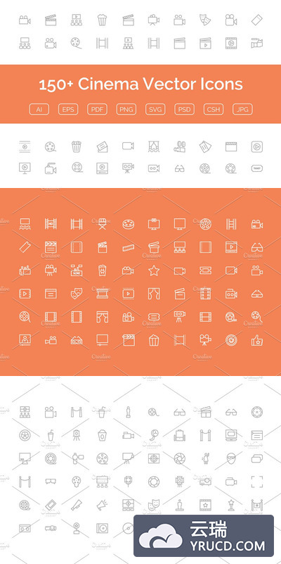 电影矢量图标素材 150+ Cinema Vector Icons