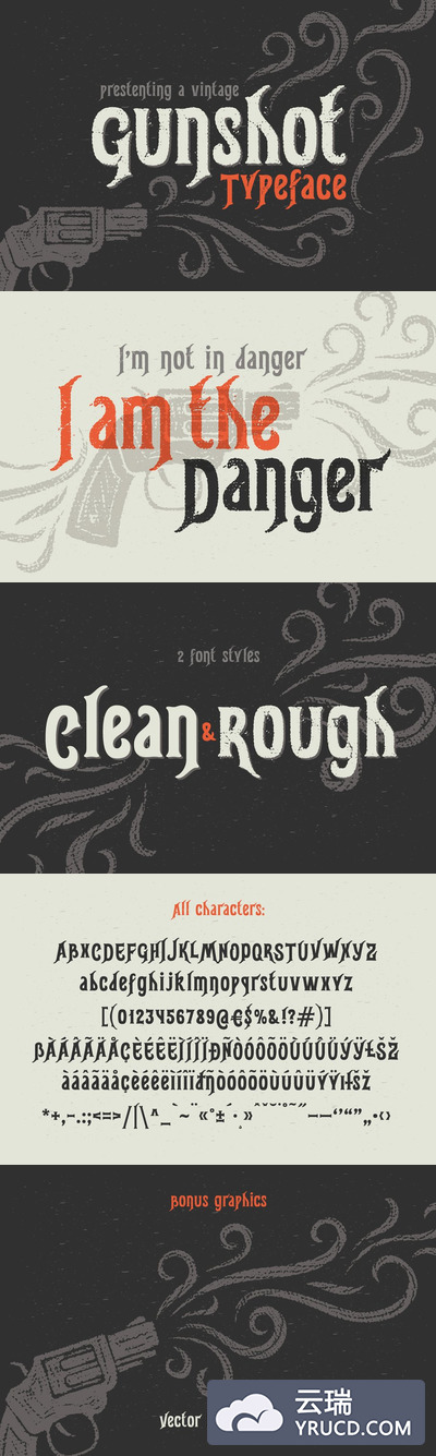 怀旧字体设计 Gunshot vintage font