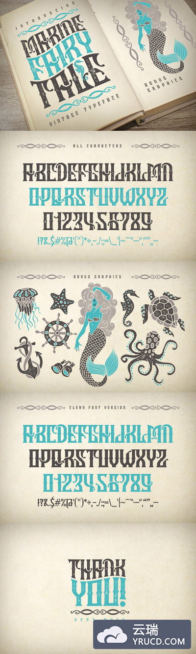 经典海洋童话设计字体 Vintage font "Marine fairytale"