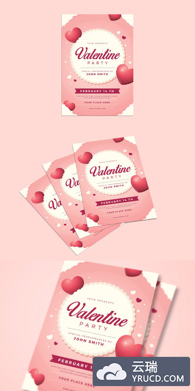 情人节海报制作模板 Valentine Event Flyer