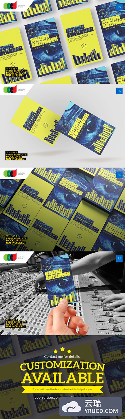 音乐商业卡片模板 Sound Engineer - Business Card 47