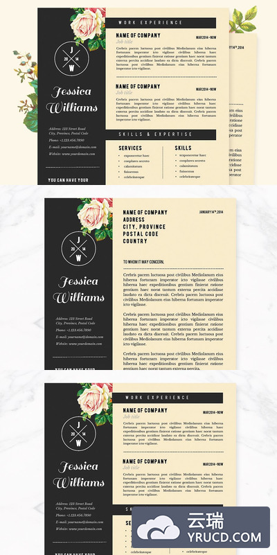复古简历模板 Hipster Resume, CV Template Pkg.