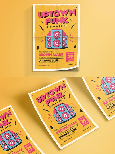 音乐海报设计模板 Uptown funk music party