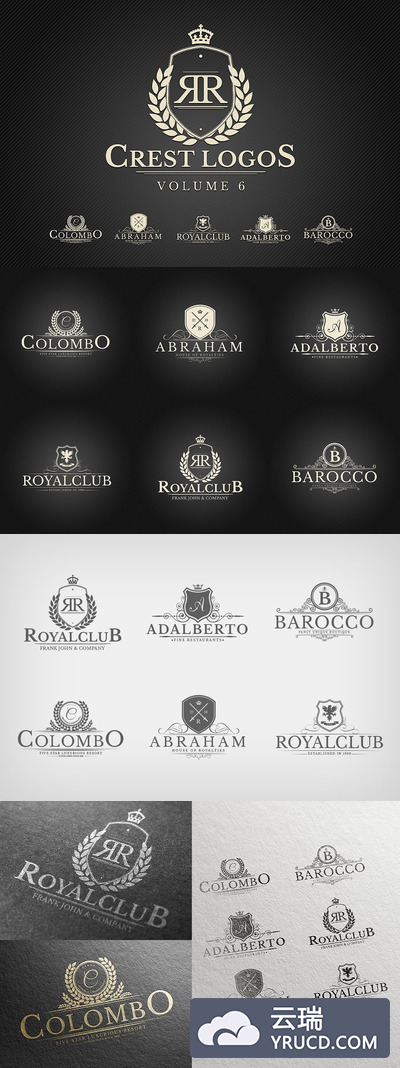 奢华logo素材模板 Heraldic Crest Logos Vol.6