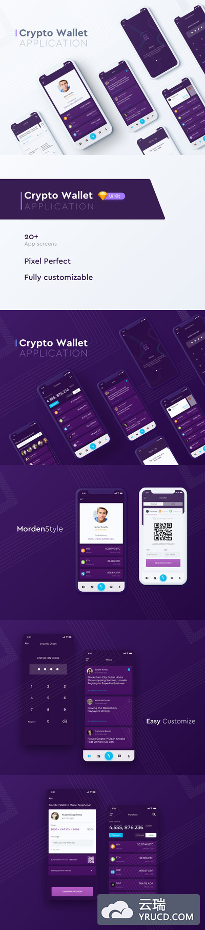 金融钱包APP Ui模板app设计套装下载[Sketch]