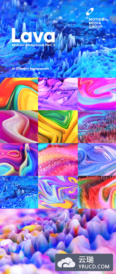 背景纹理 | 14个全息几何明亮不同熔岩有机物颗粒灵感抽象品牌背景部分Part.2