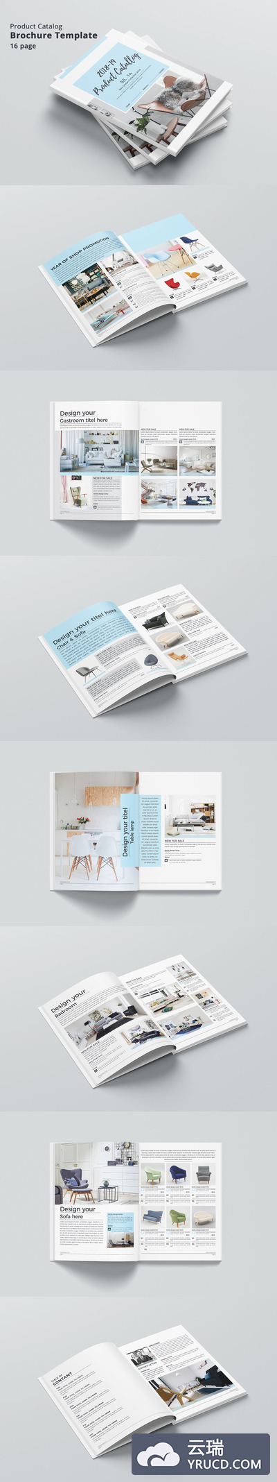 高端时尚的产品目录/室内设计画册模板