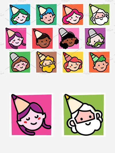 可爱的卡通头像插画 12 adorable Gnome avatars