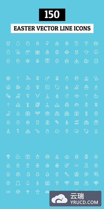 复活节图标素材 150 Easter Vector Line Icons