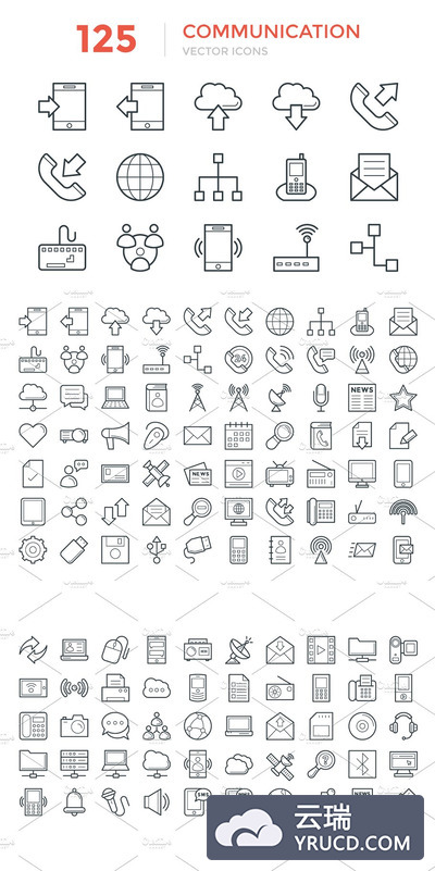 沟通矢量图标下载 125 Communication Vector Icons