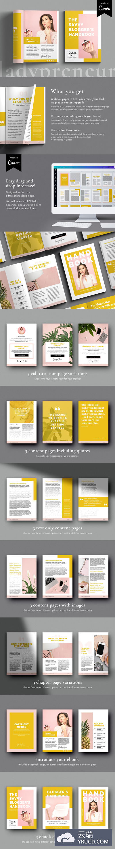 女性时尚主题多用途Canva电子书模板