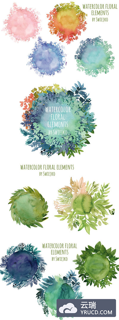 水彩花卉装饰框架插图设计素材