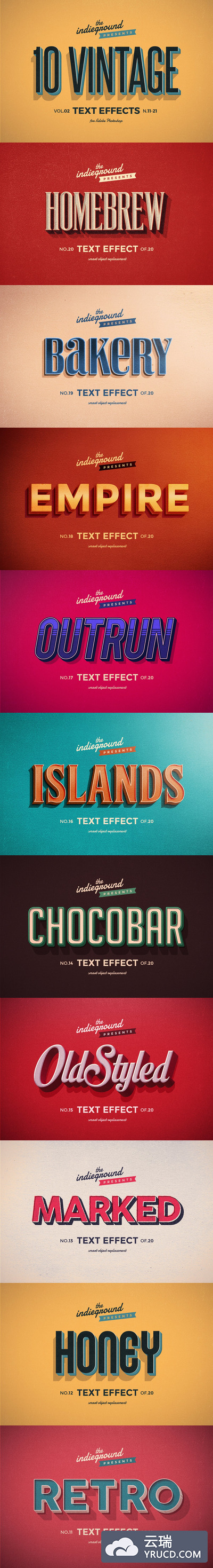 简约3D复古风格文本效果套装