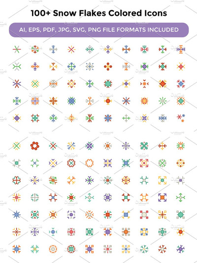 雪花矢量图标下载 100+ Snow Flakes Colored Icons