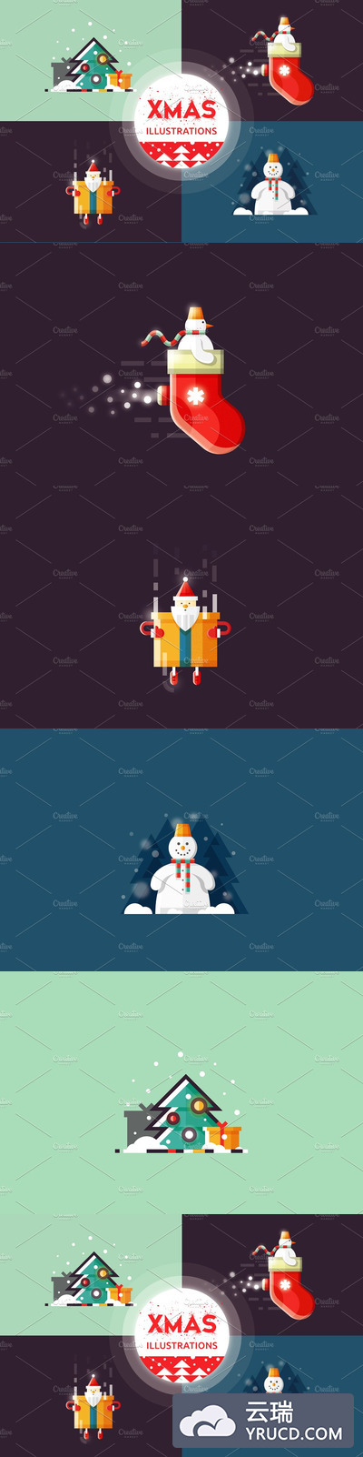 圣诞节元素插画 Christmas illustrations
