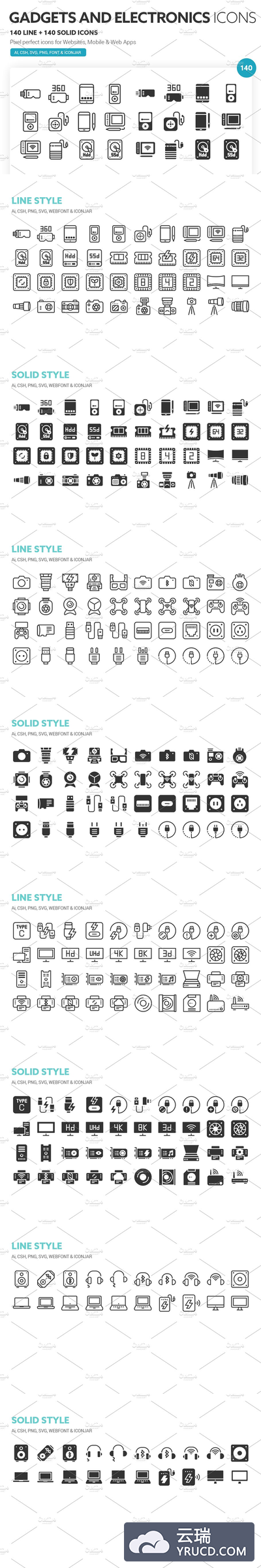 电子设备图标下载 Gadgets and Electronics Icons